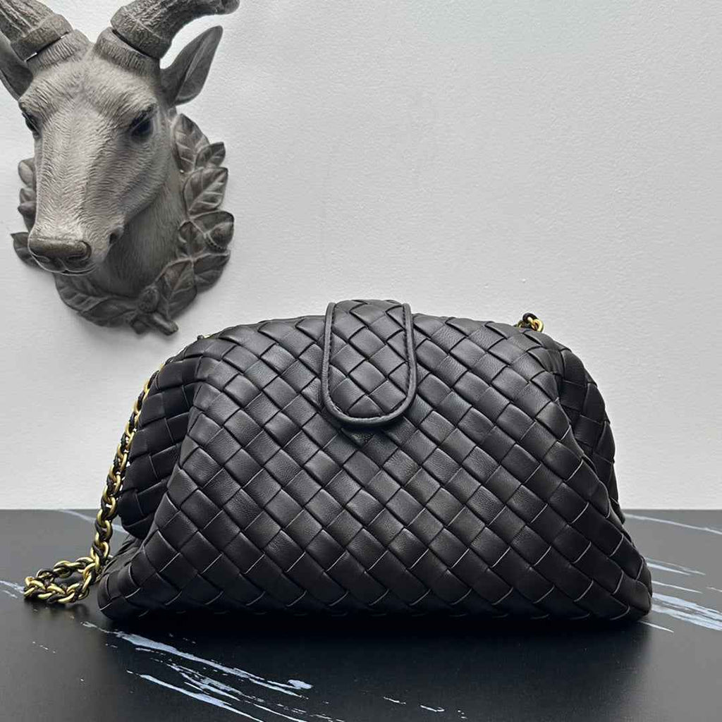 Bottega Veneta Teen Lauren 1980 With Chain 785807 Lambskin Black