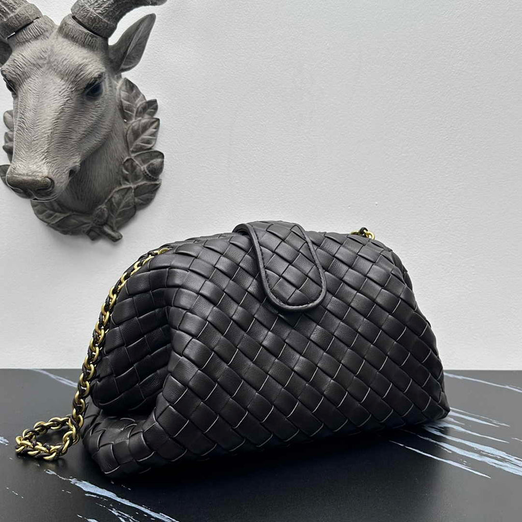 Bottega Veneta Teen Lauren 1980 With Chain 785807 Lambskin Black