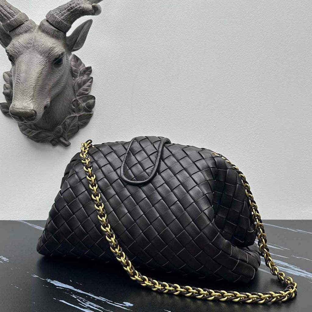 Bottega Veneta Teen Lauren 1980 With Chain 785807 Lambskin Black