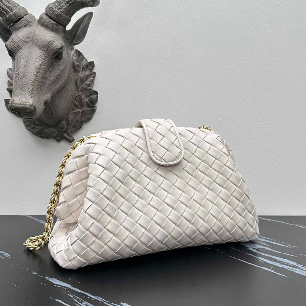 Bottega Veneta Teen Lauren 1980 With Chain 785807 Lambskin White