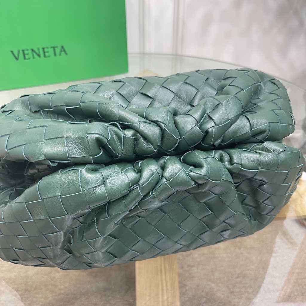 Bottega Veneta Teen Pouch 576175 Dark Green Leather