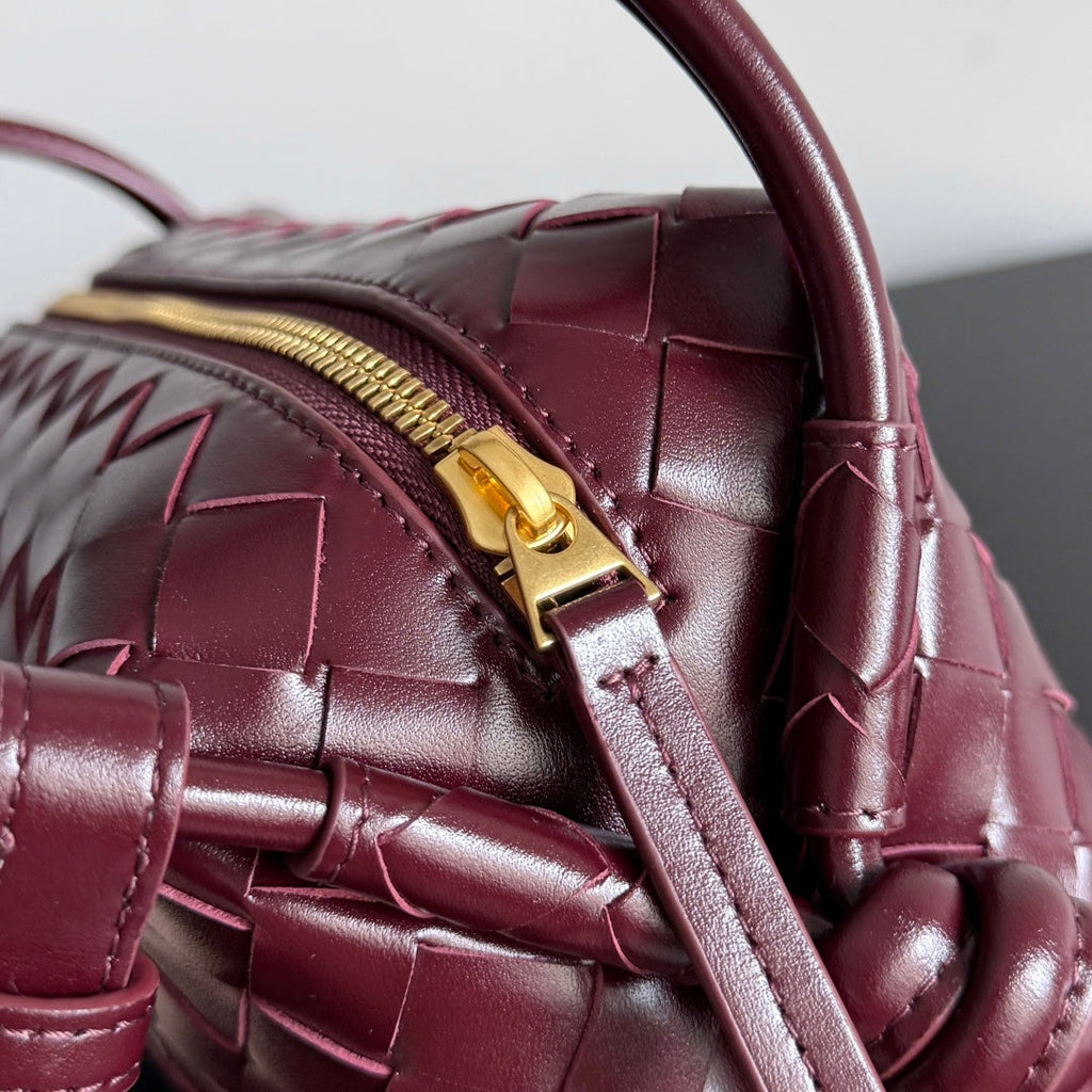 Bottega Veneta Top Handle Loop Bag 796615 in Wine Red