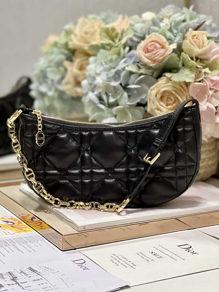CD Lounge Bag M22626 Black Supple Macrocannage Lambskin - Default Title - View 1