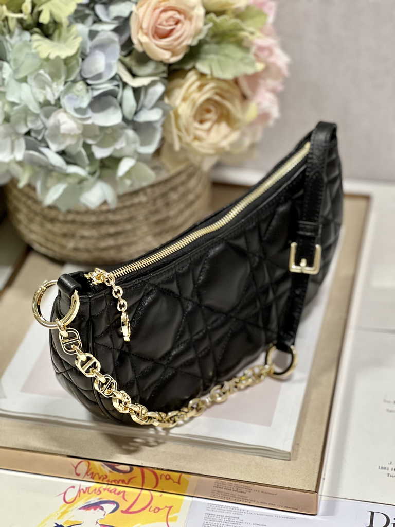CD Lounge Bag M22626 Black Supple Macrocannage Lambskin - Default Title - View 2