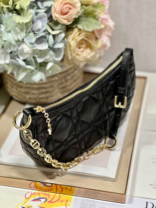 CD Lounge Bag M22626 Black Supple Macrocannage Lambskin - Default Title - View 2