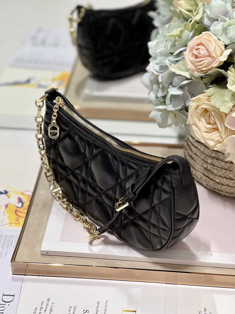 CD Lounge Bag M22626 Black Supple Macrocannage Lambskin - Default Title - View 3