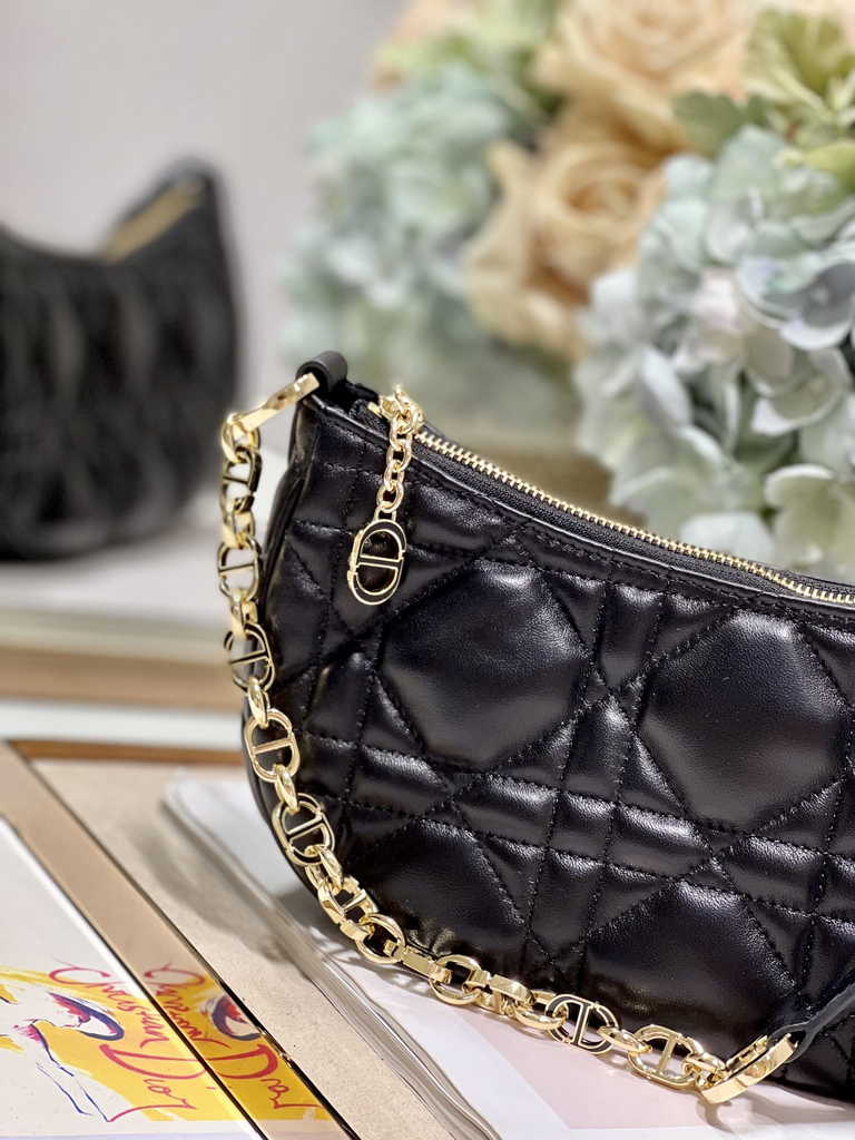 CD Lounge Bag M22626 Black Supple Macrocannage Lambskin - Default Title - View 4