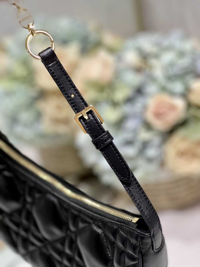CD Lounge Bag M22626 Black Supple Macrocannage Lambskin - Default Title - View 5