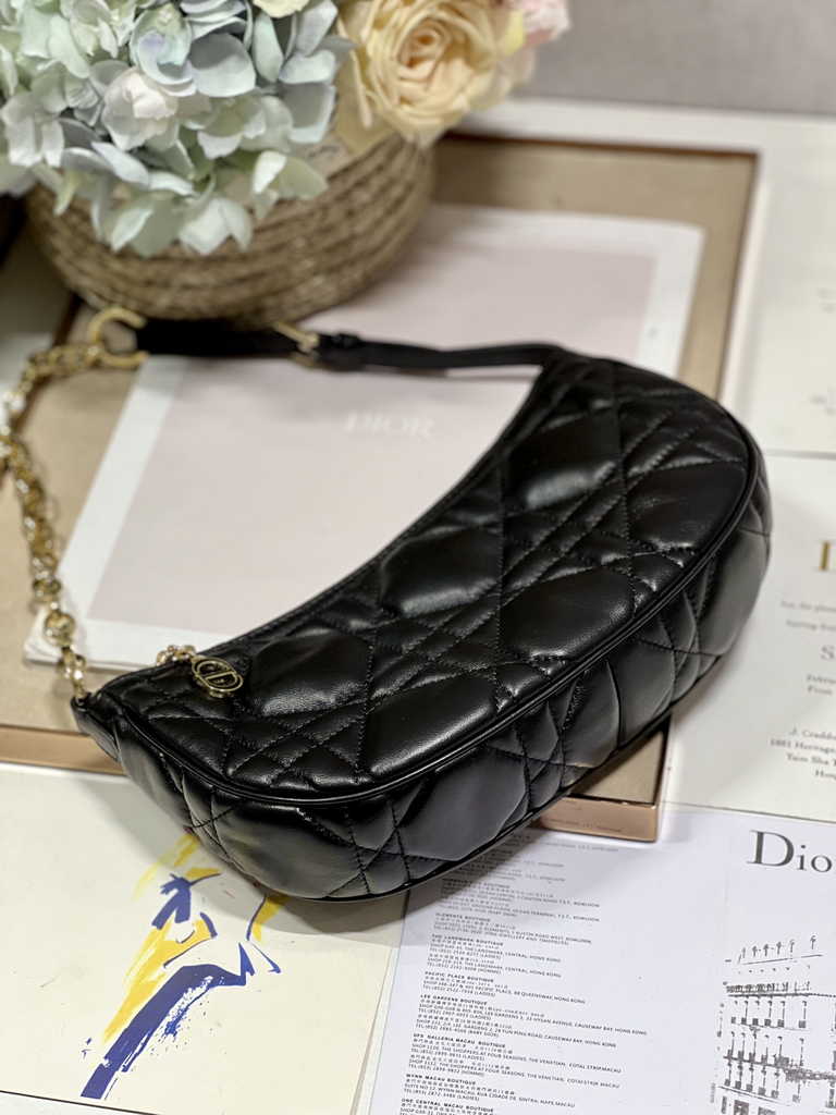 CD Lounge Bag M22626 Black Supple Macrocannage Lambskin - Default Title - View 6
