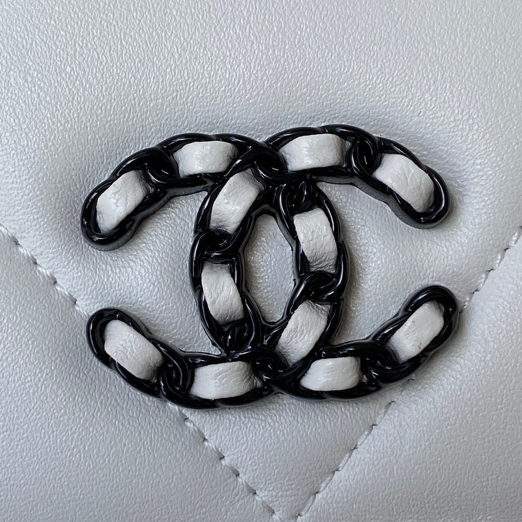 Chanel 19 AP0957 wallet on chain bag Lambskin Black White