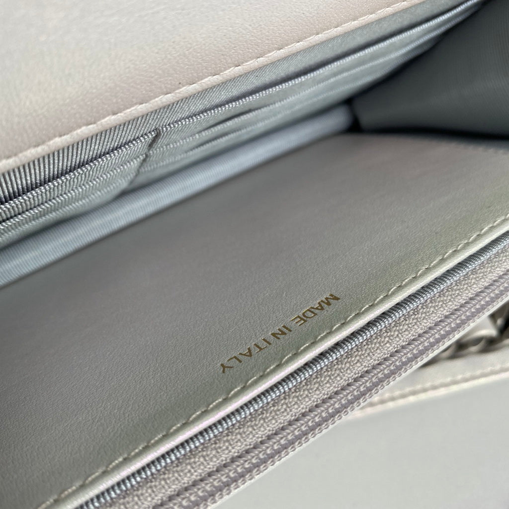 Chanel 19 AP0957 wallet on chain bag Lambskin Silver White