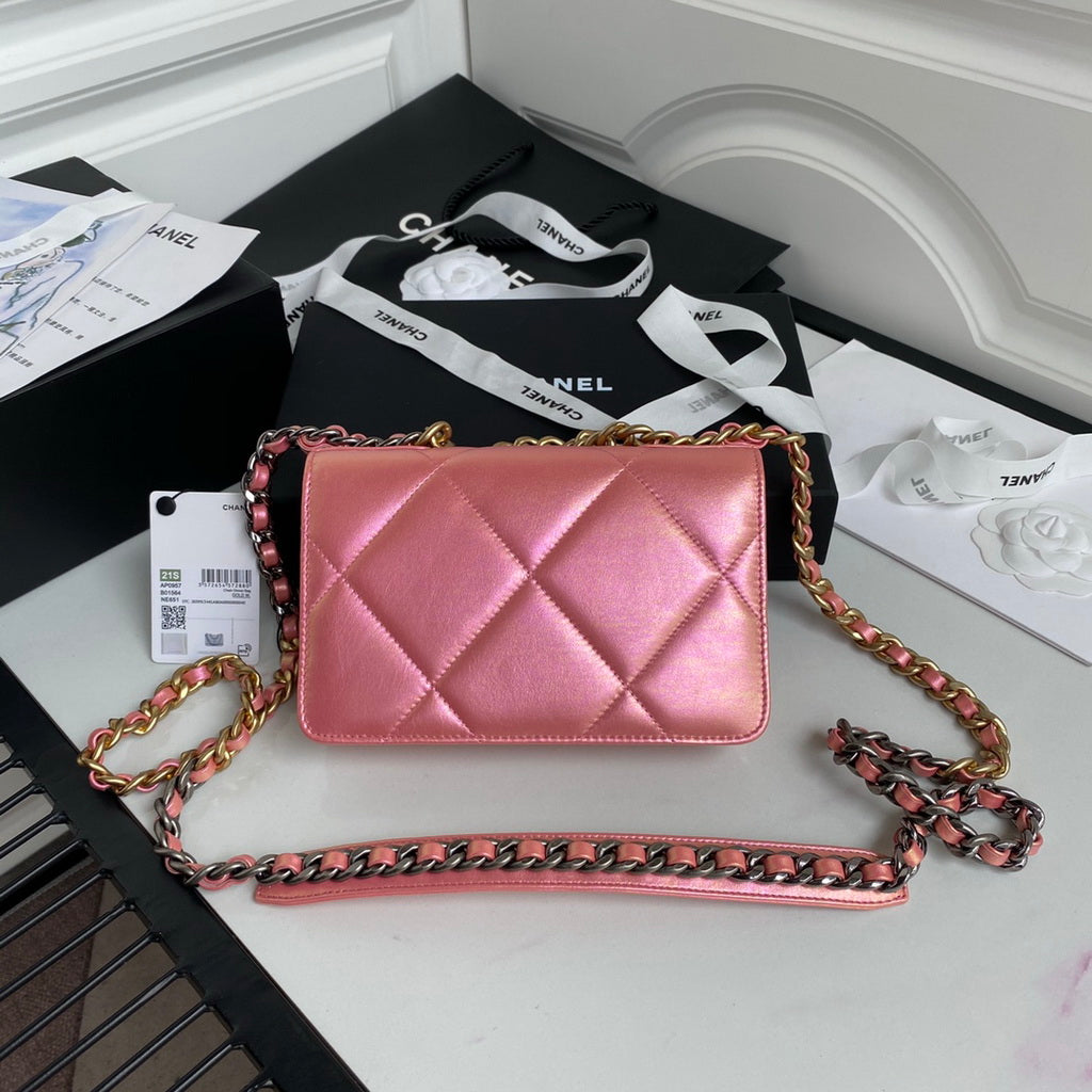 Chanel 19 AP0957 wallet on chain bag Lambskin Pink Gold