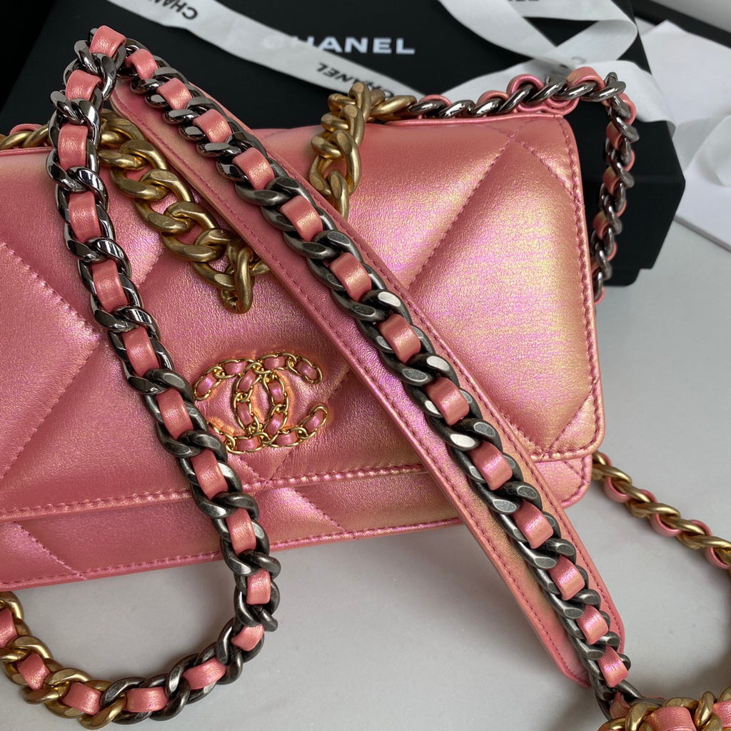 Chanel 19 AP0957 wallet on chain bag Lambskin Pink Gold