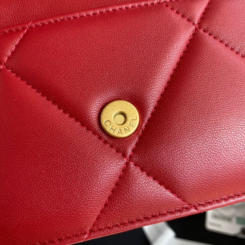 Chanel 19 AP0957 wallet on chain bag Lambskin Dark Red Gold