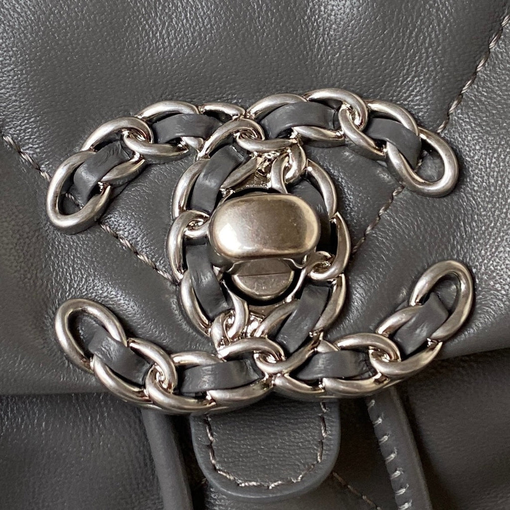 Chanel 19 Backpack AS4223 Lambskin  Silver & Gold Tone Gray