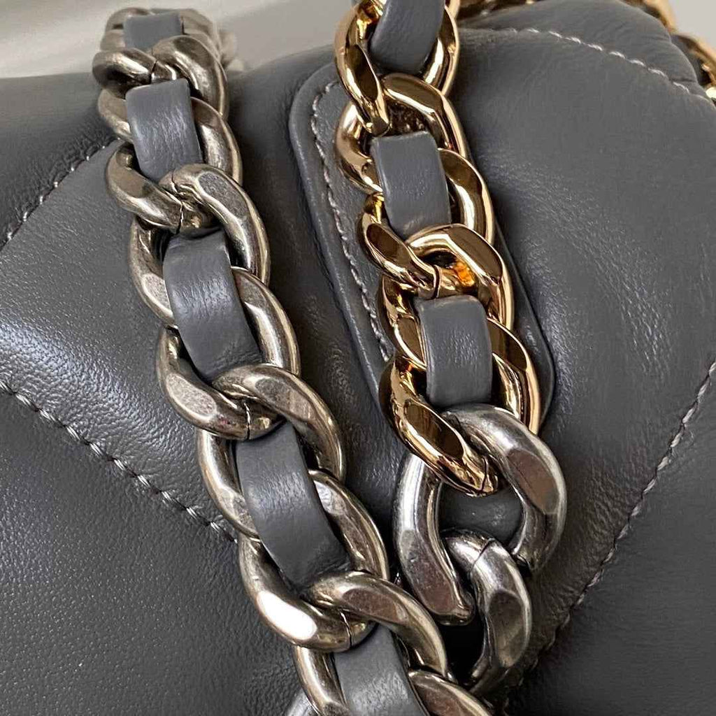 Chanel 19 Backpack AS4223 Lambskin  Silver & Gold Tone Gray