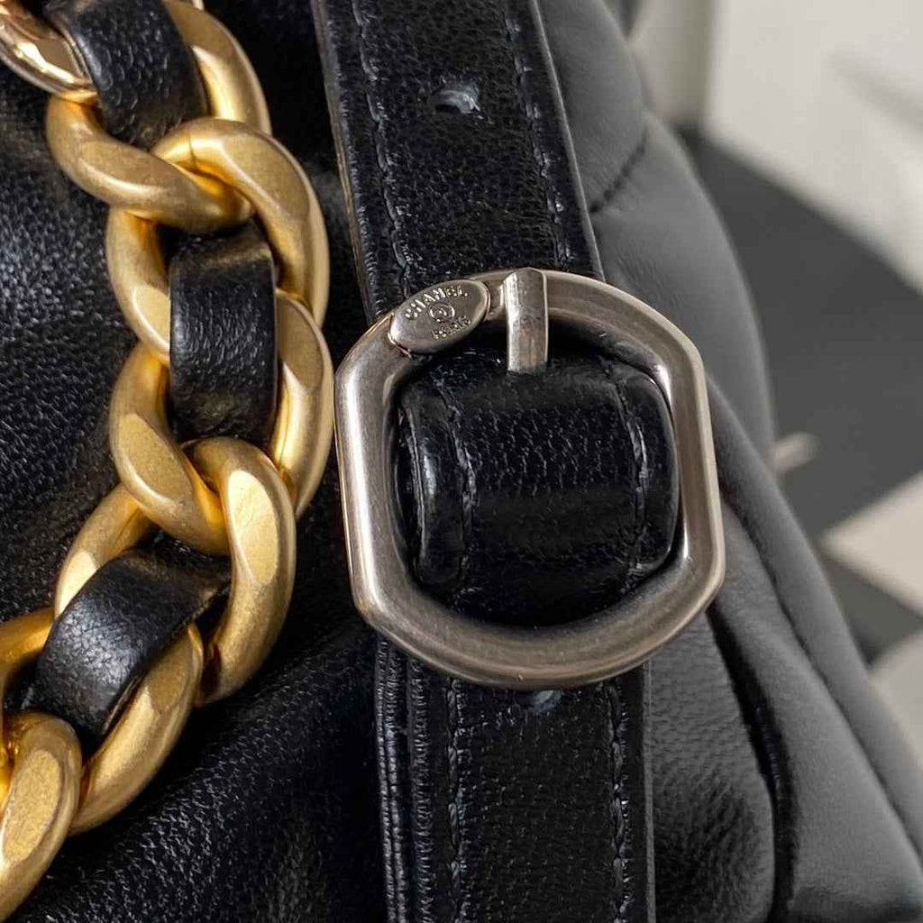 Chanel 19 Backpack AS4223 Lambskin  Silver & Gold Tone Black