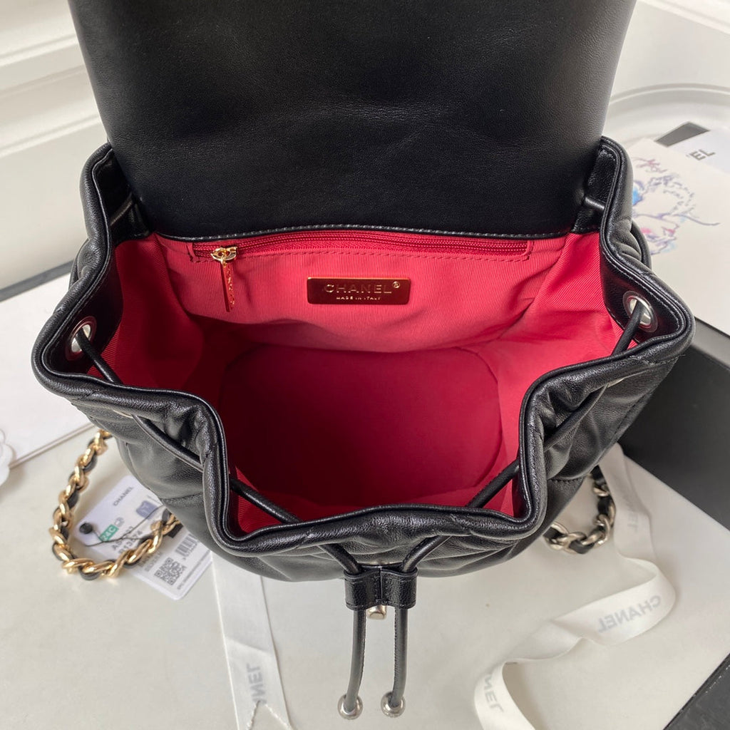 Chanel 19 Backpack AS4223 Lambskin  Silver & Gold Tone Black