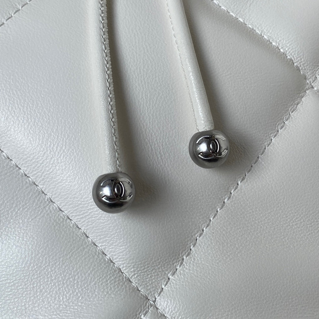 Chanel 19 Backpack AS4223 Lambskin  Silver & Gold Tone White