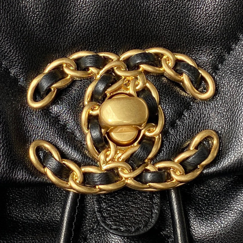 Chanel 19 Backpack AS4223 Lambskin Gold & Silver-Tone Black