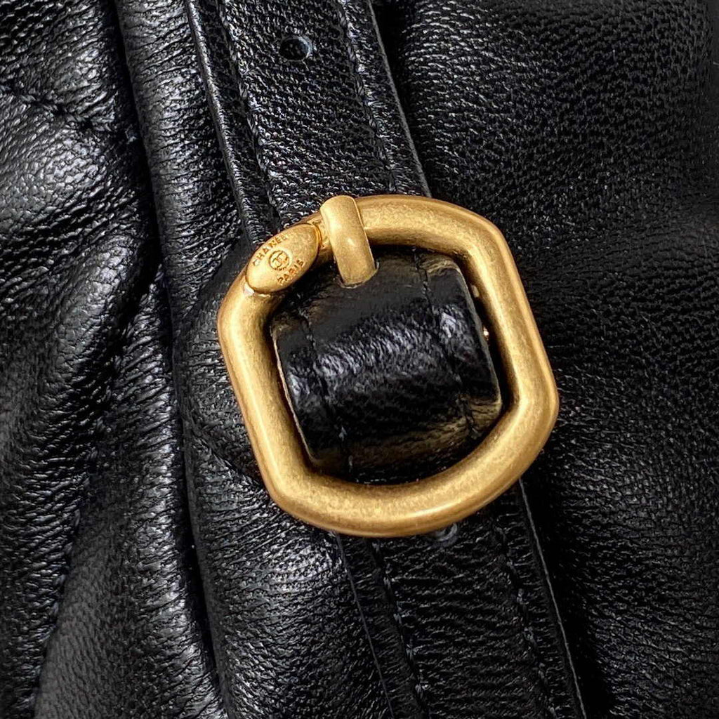 Chanel 19 Backpack AS4223 Lambskin Gold & Silver-Tone Black