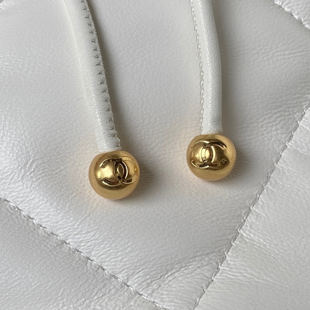 Chanel 19 Backpack AS4223 Lambskin Gold & Silver-Tone White