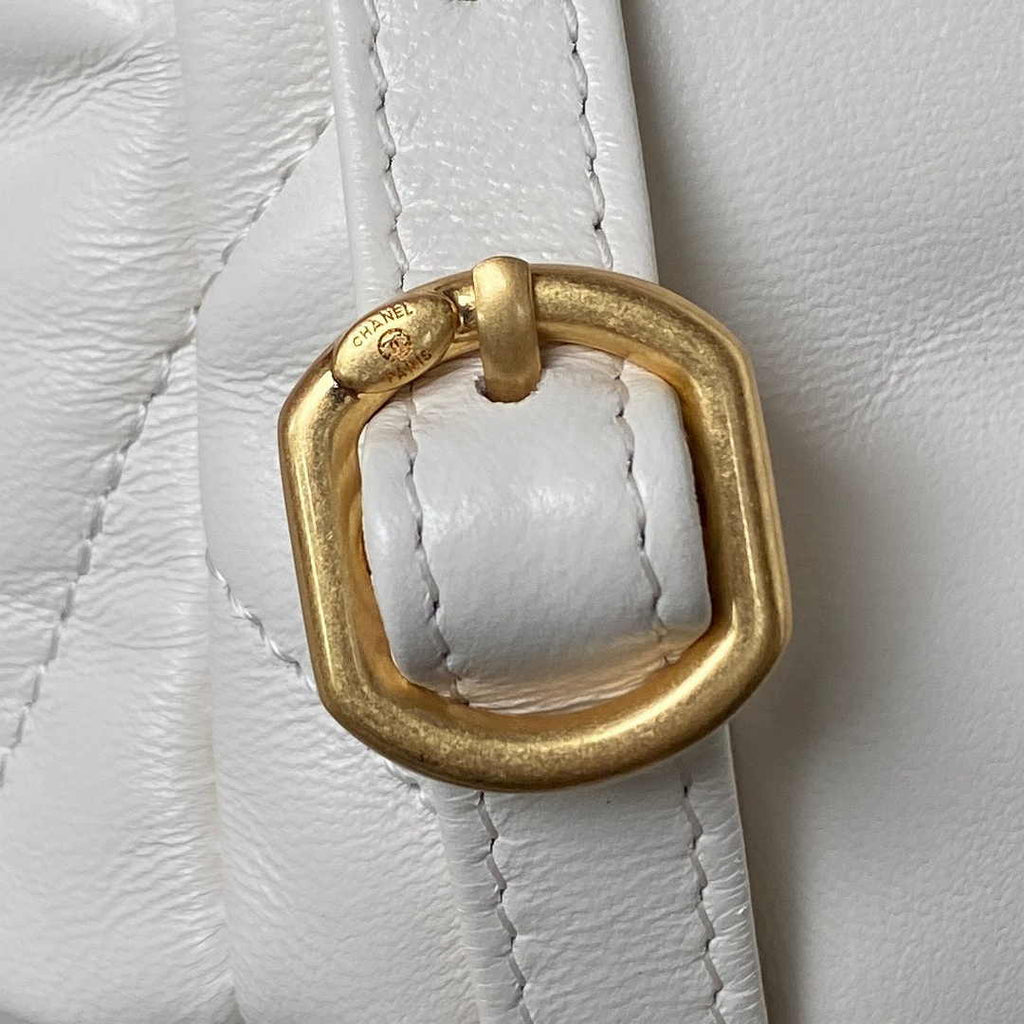 Chanel 19 Backpack AS4223 Lambskin Gold & Silver-Tone White