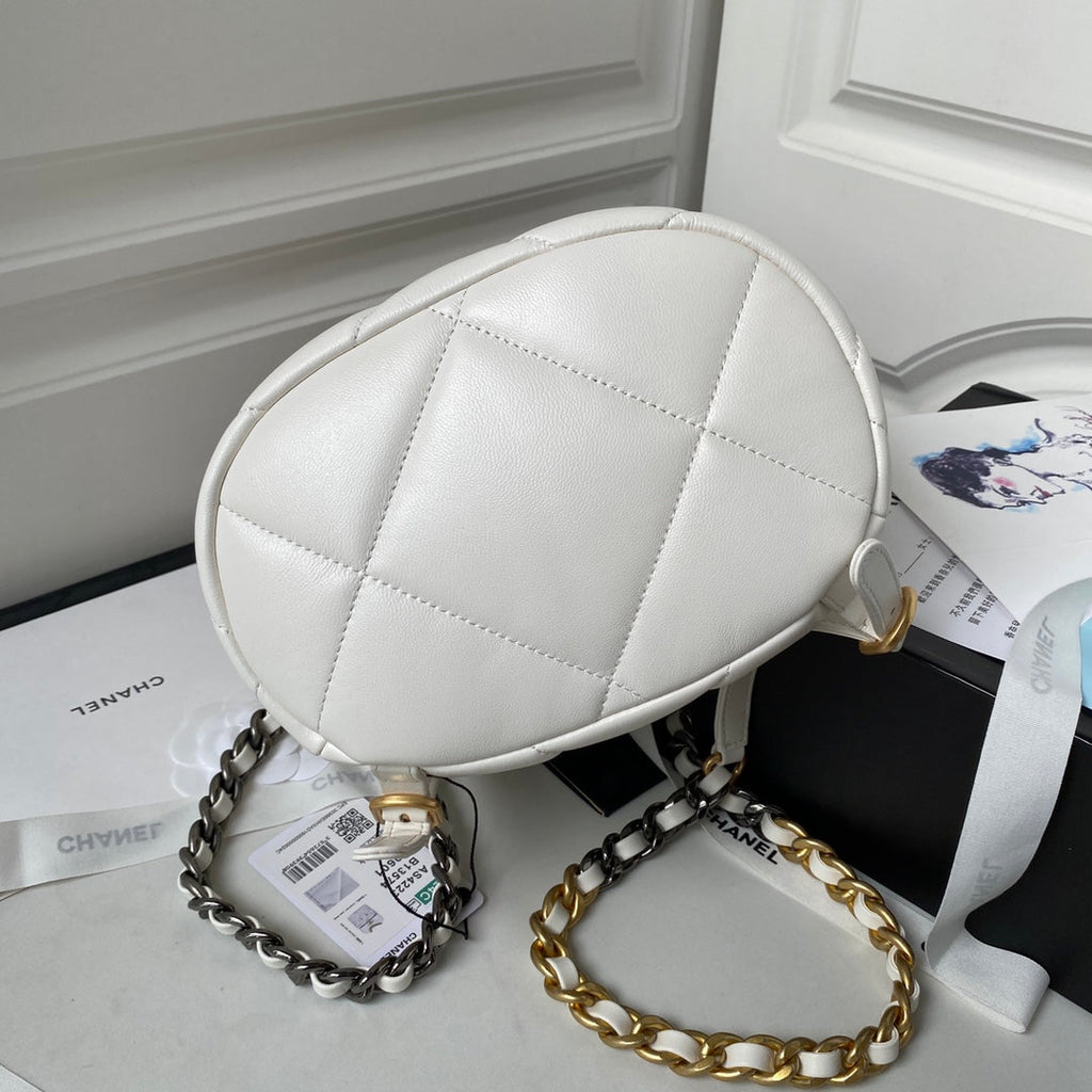 Chanel 19 Backpack AS4223 Lambskin Gold & Silver-Tone White