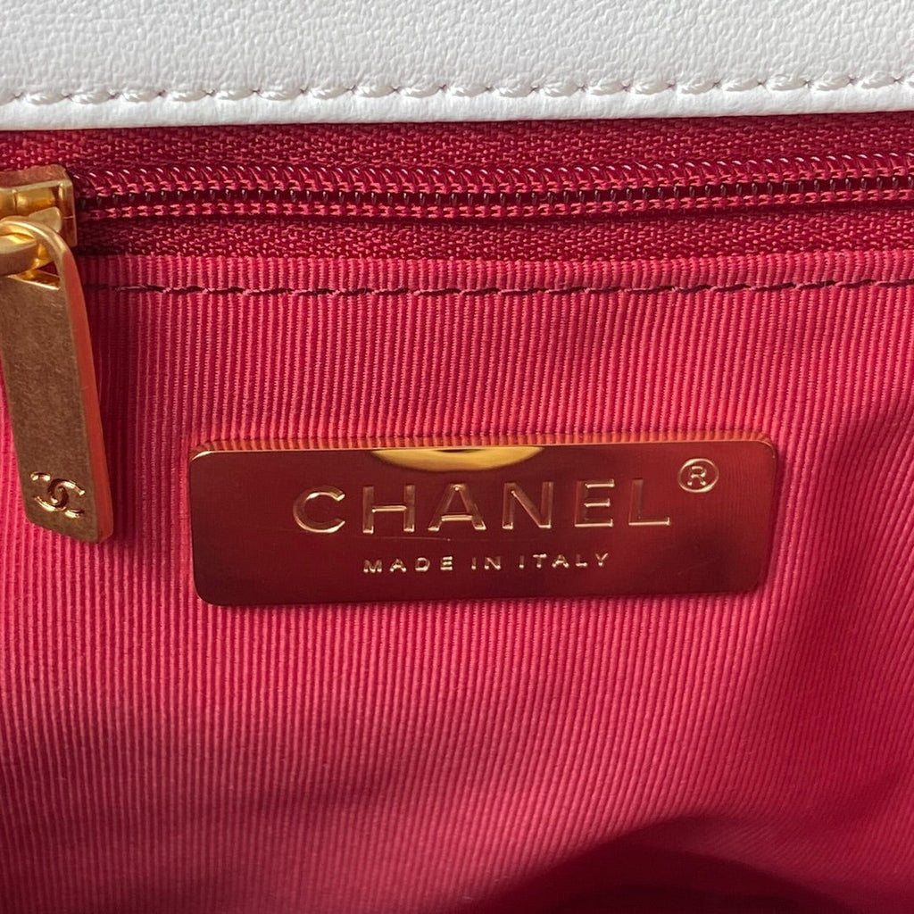 Chanel 19 Backpack AS4223 Lambskin Gold & Silver-Tone White