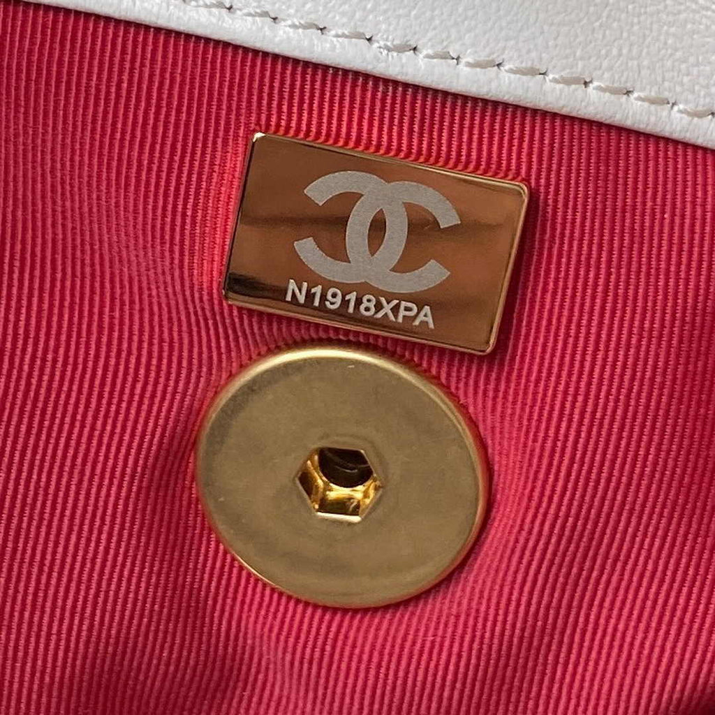 Chanel 19 Backpack AS4223 Lambskin Gold & Silver-Tone White