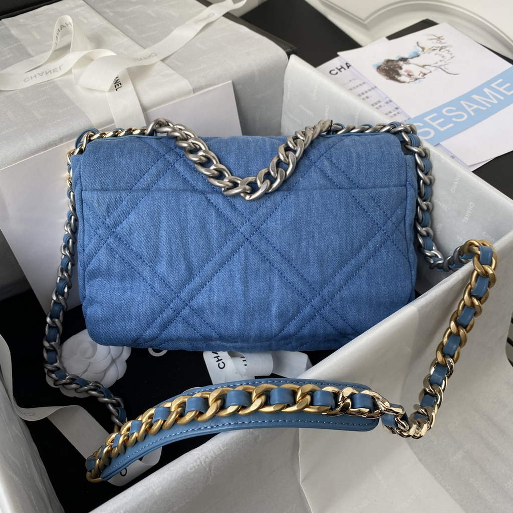 Chanel 19 handbags AS1160 Clothes Light Blue