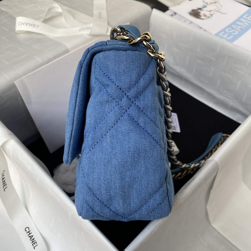 Chanel 19 handbags AS1160 Clothes Light Blue