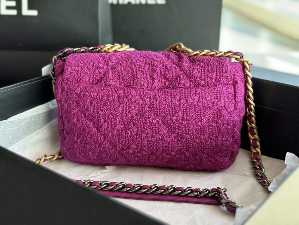 Chanel 19 handbags AS1160 Cotton Tweed Plum