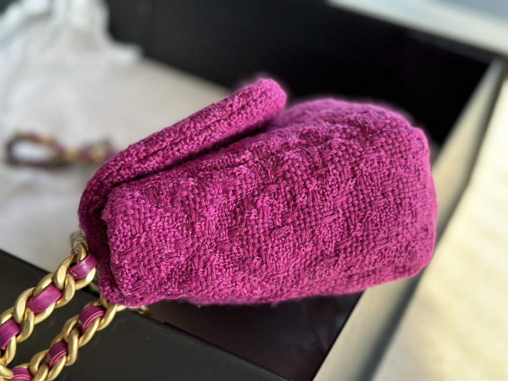 Chanel 19 handbags AS1160 Cotton Tweed Plum