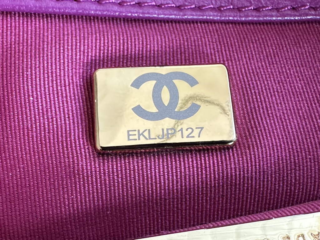 Chanel 19 handbags AS1160 Cotton Tweed Plum