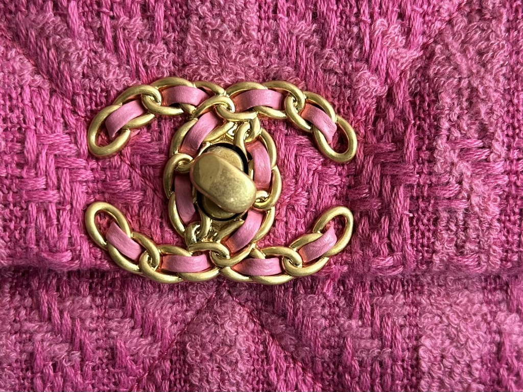 Chanel 19 handbags AS1160 Cotton Tweed Pink