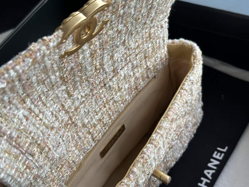 Chanel 19 handbags AS1160 Cotton Tweed Beige