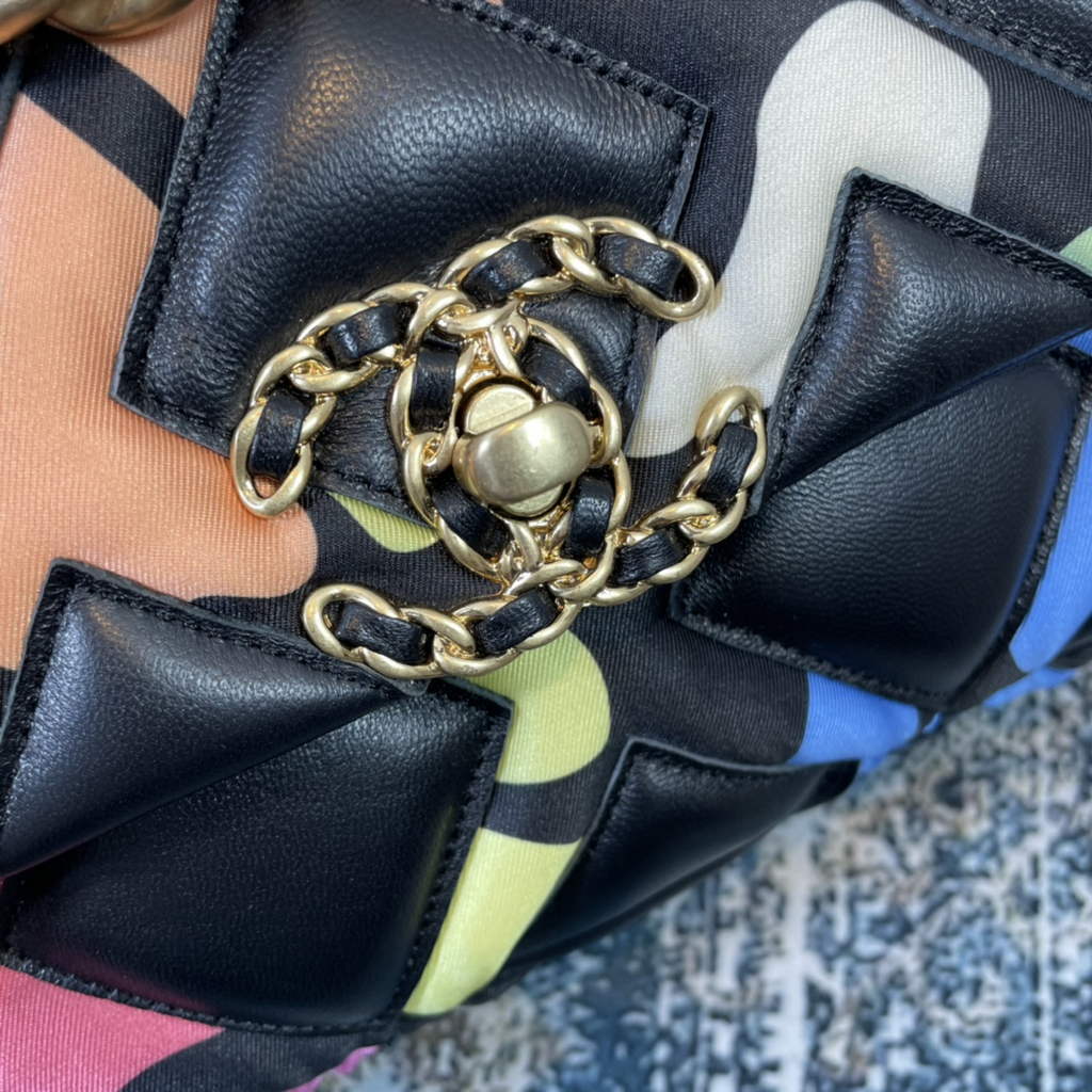 Chanel 19 handbags AS1160 Lambskin Calfskin black leather
