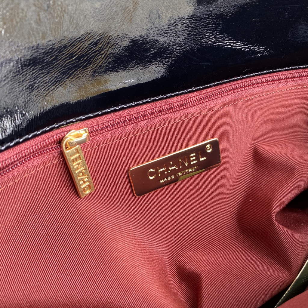 Chanel 19 handbags AS1160 Glossy Calfskin Black