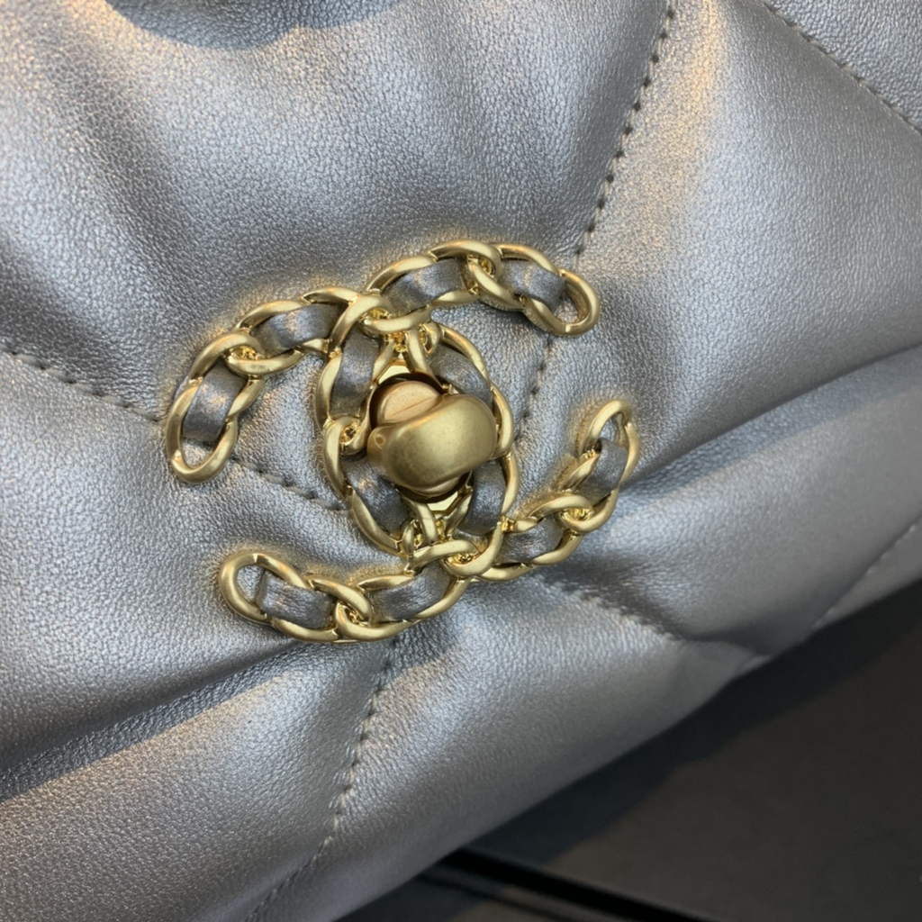 Chanel 19 handbags AS1160 Lambskin silver