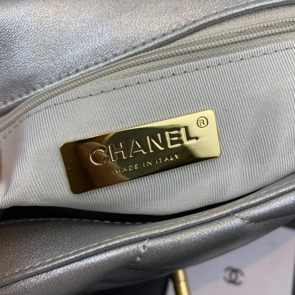Chanel 19 handbags AS1160 Lambskin silver
