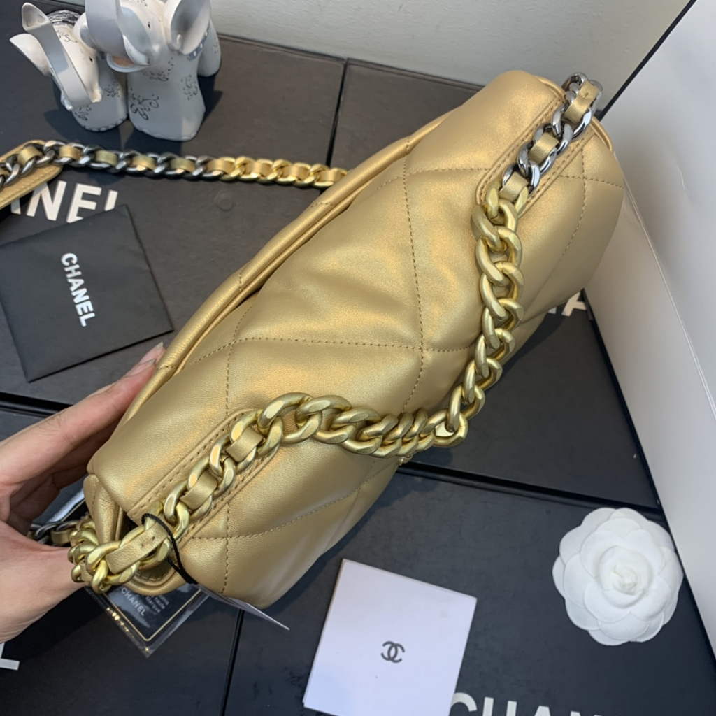 Chanel 19 handbags AS1160 Lambskin Gold