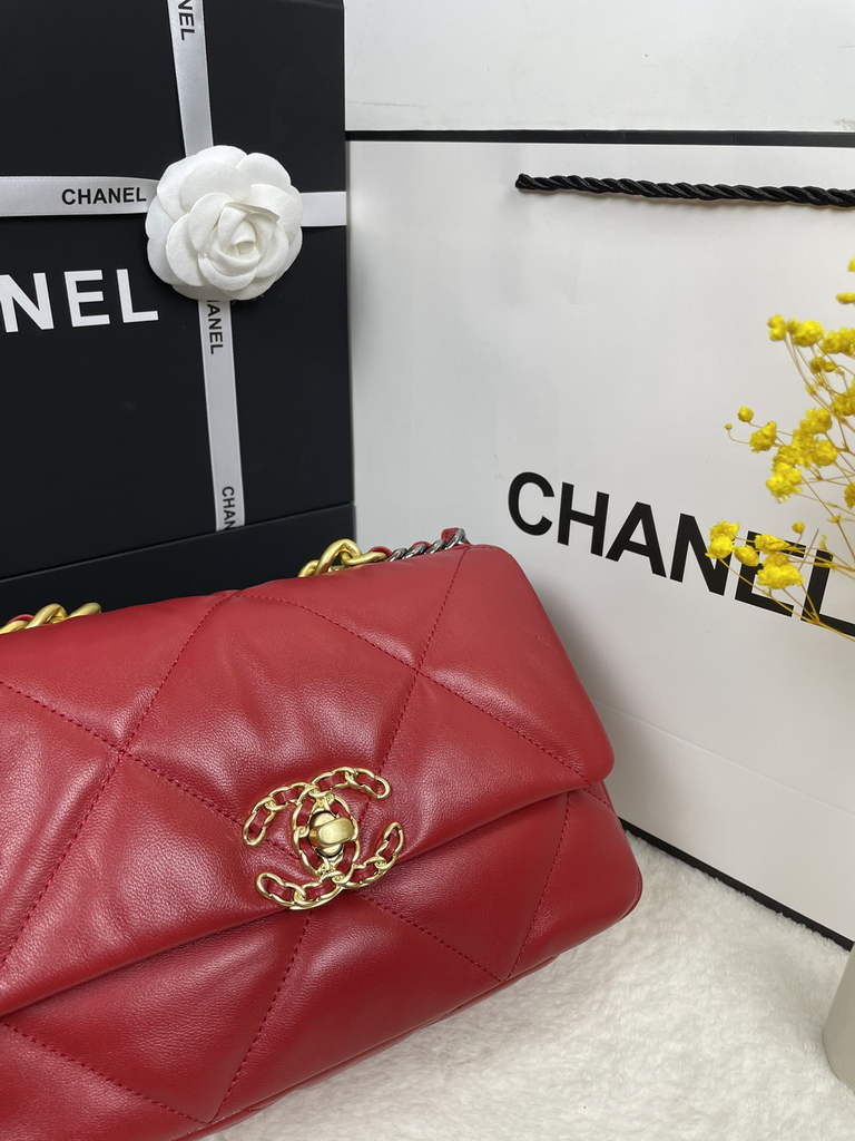Chanel 19 handbags AS1160 Lambskin Red