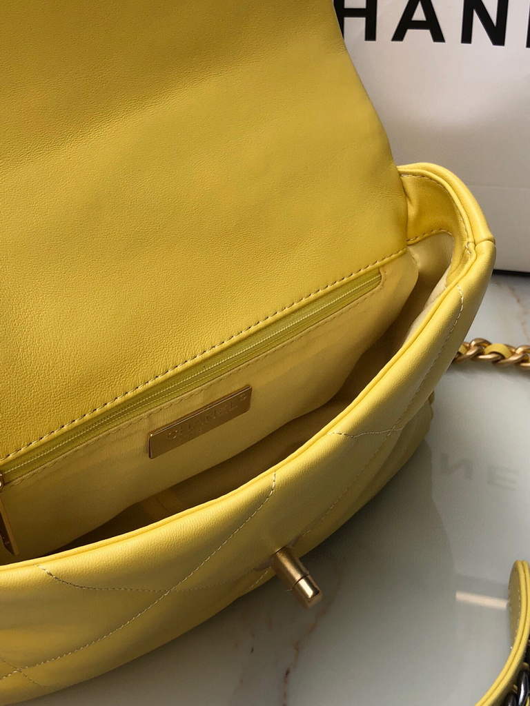 Chanel 19 handbags AS1160 Lambskin Yellow