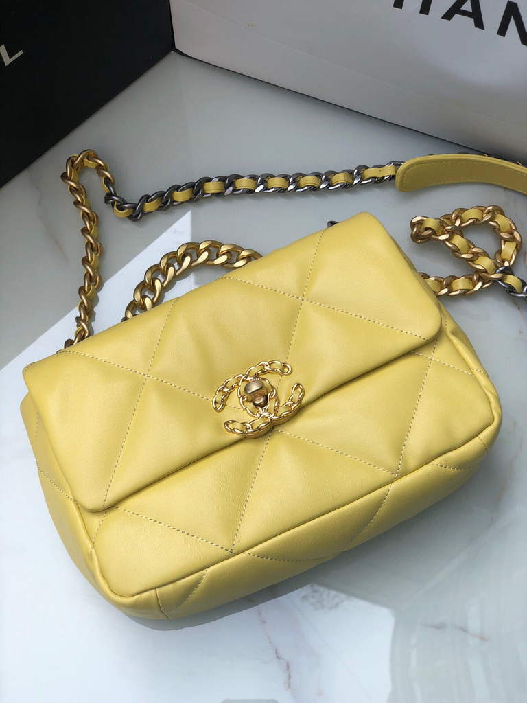 Chanel 19 handbags AS1160 Lambskin Yellow