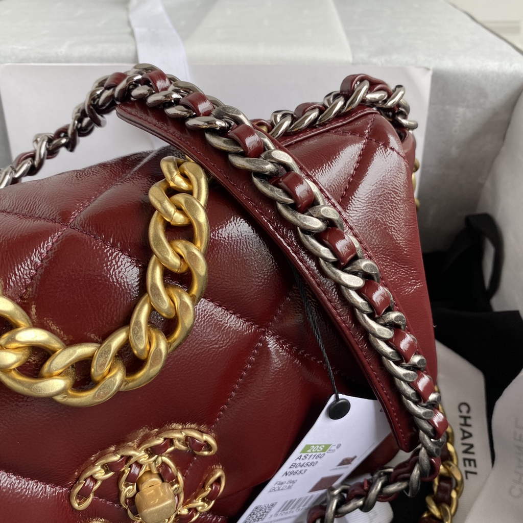 Chanel 19 handbags AS1160 Lambskin Wine Red