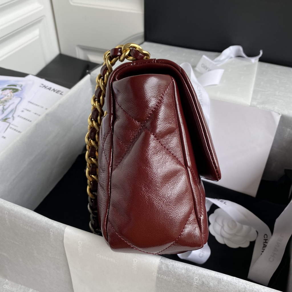 Chanel 19 handbags AS1160 Lambskin Wine Red