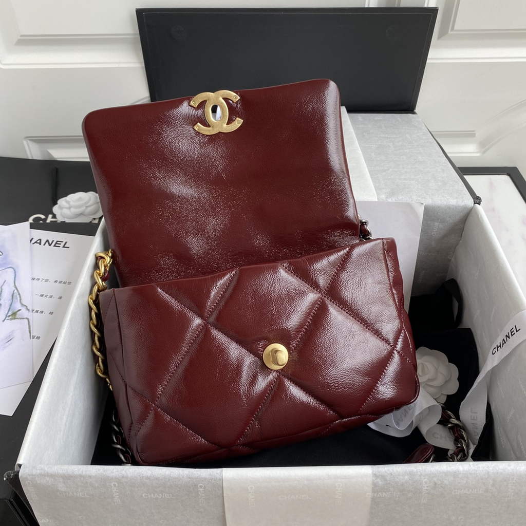 Chanel 19 handbags AS1160 Lambskin Wine Red