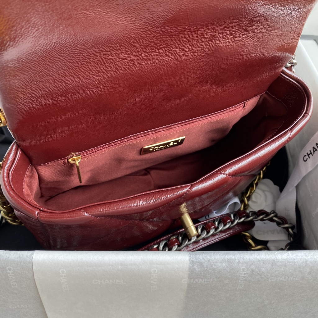 Chanel 19 handbags AS1160 Lambskin Wine Red
