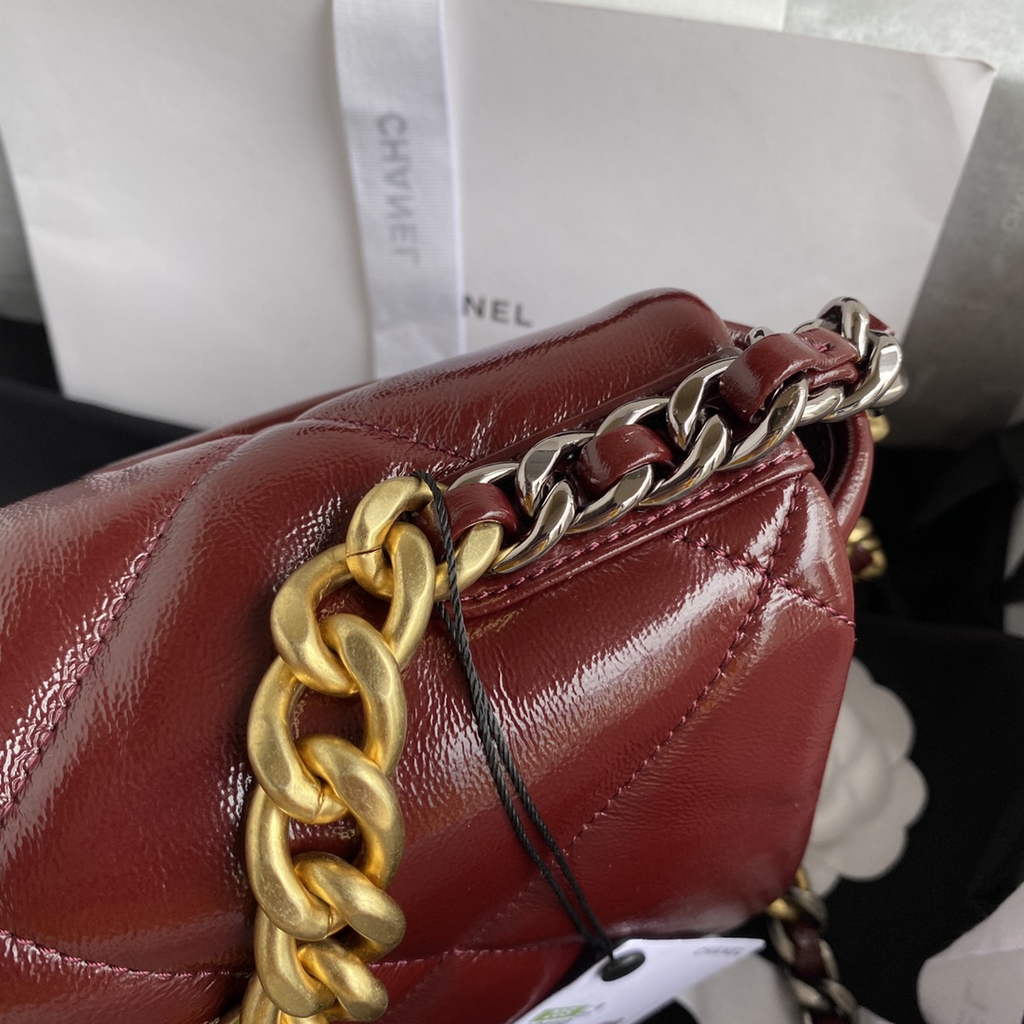 Chanel 19 handbags AS1160 Lambskin Wine Red